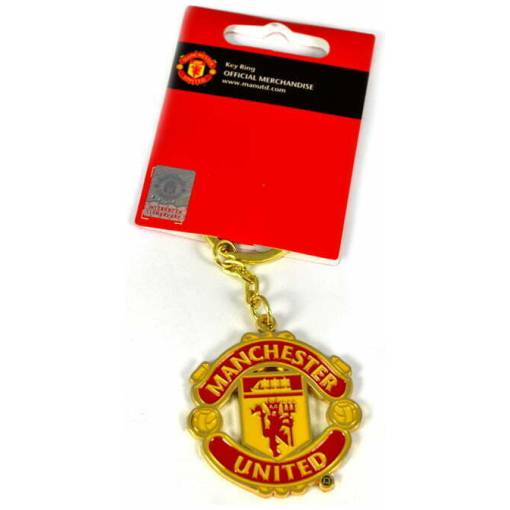 man utd metal crest keyring