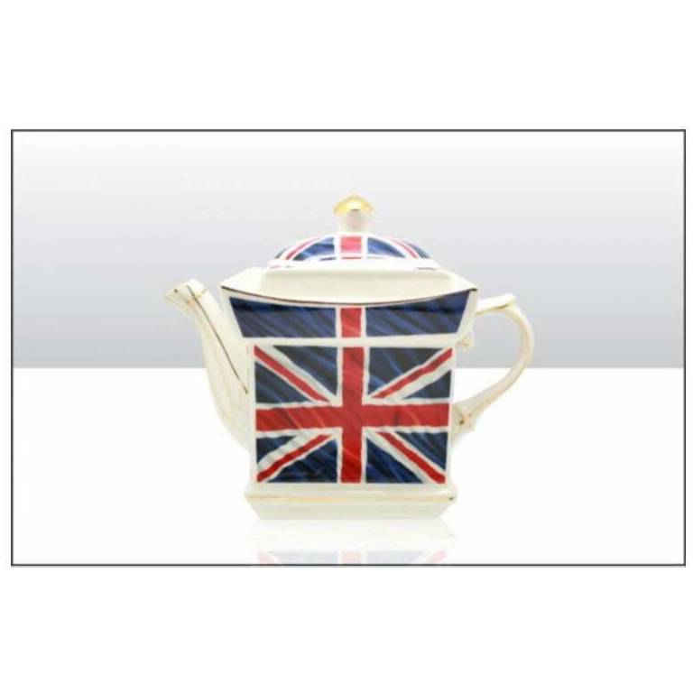 Wavey Union Jack Square Teapot Brits R U.S.