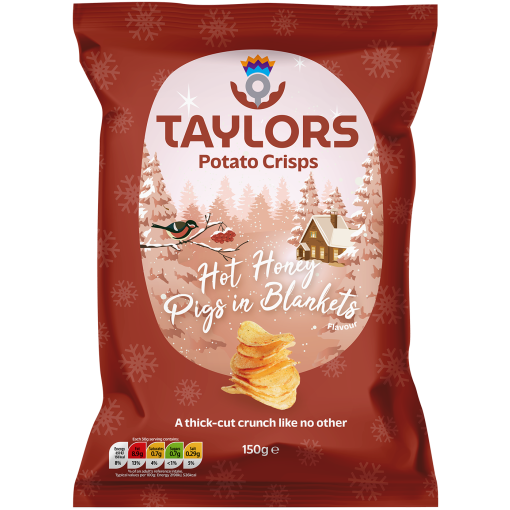 Taylors Festive Hot Honey Pigs in Blankets Flavour Potato Straight Crisps 150g v1 1