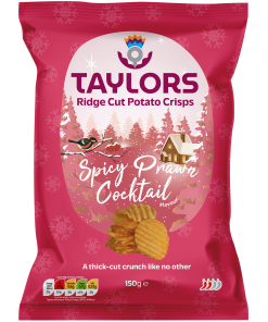 Taylors Festive Spicy Prawn Cocktail Flavour Potato Ridge Cut Crisps 150g v1 1