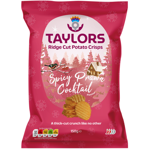 Taylors Festive Spicy Prawn Cocktail Flavour Potato Ridge Cut Crisps 150g v1 1